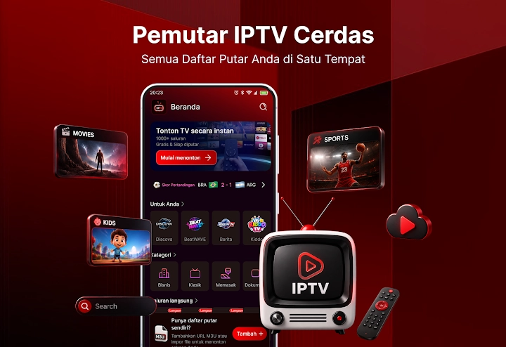 Tangkapan layar Pemutar Daftar IPTV Cerdas